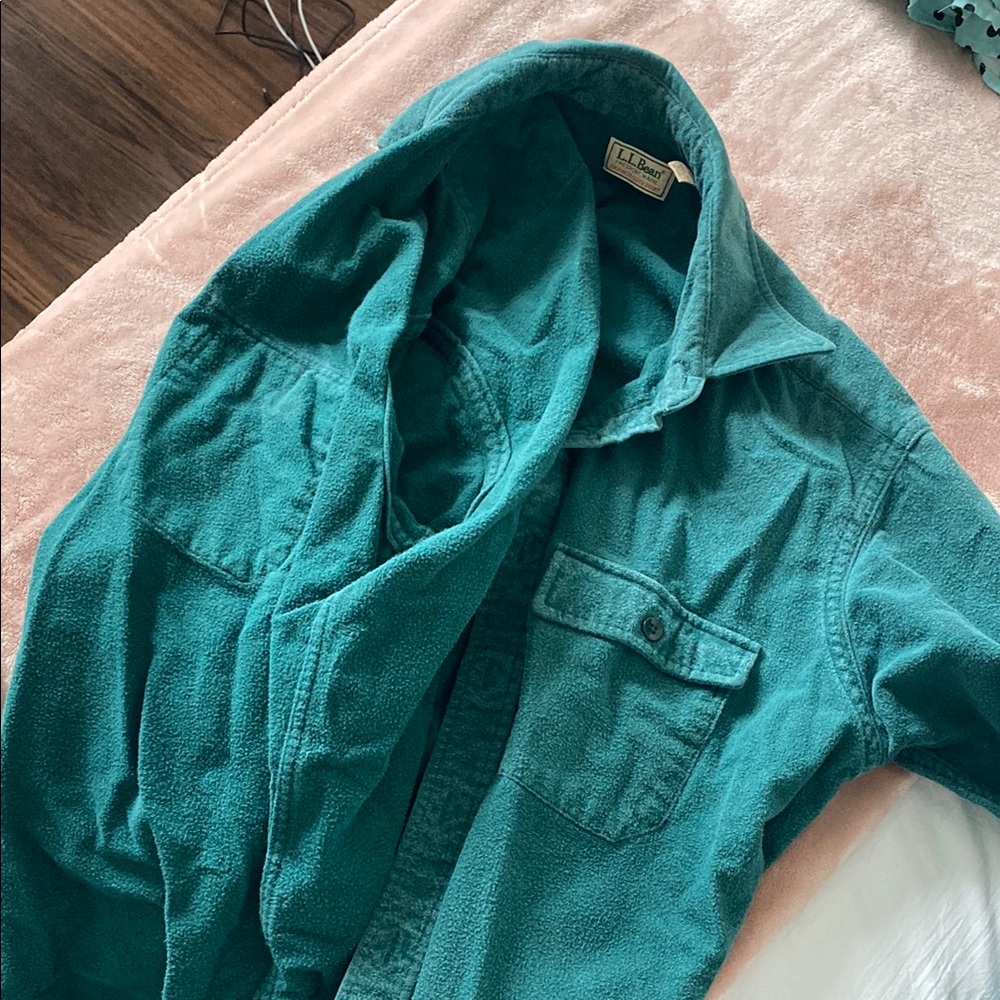 L.L. Bean Teal Casual Button Down Shirt